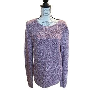 Tommy Hilfiger Women's Round Neck Sweater Wine White Cable Knit Size Large